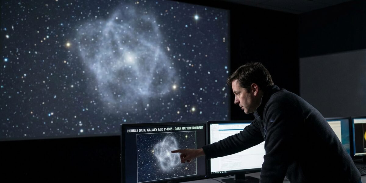 Image for: Hubble Telescope Discovers Galaxy Made Almost Entirely Of Dark Matter, Physicists Ask Universe Politely To Explain Itself