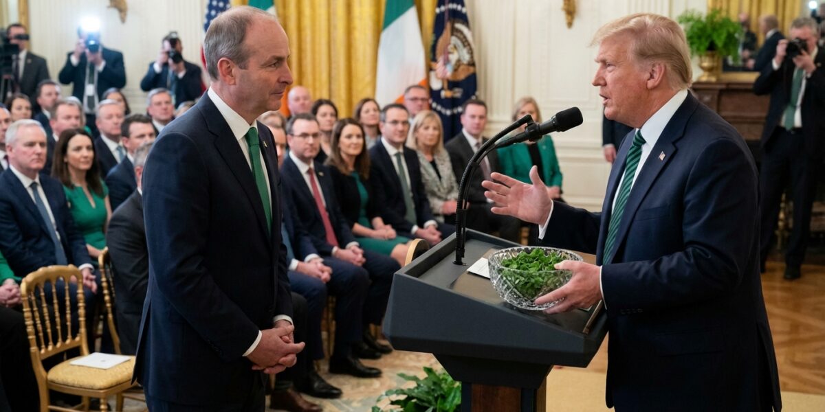 Image for: Ireland Gives America A Bowl Of Shamrocks; America Gives Ireland A Trade Deficit Conversation; Both Sides Smile For The Photo