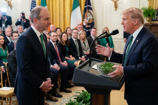 Image for: Ireland Gives America A Bowl Of Shamrocks; America Gives Ireland A Trade Deficit Conversation; Both Sides Smile For The Photo