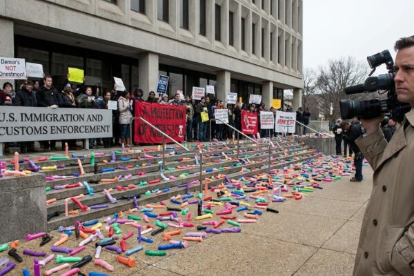 Image for: Protesters Deploy Hundreds Of Dildos At Portland ICE Facility In What Is Being Called 'Operation Dildo Blitz,' Which Is Its Actual Name, Which The Organizers Chose