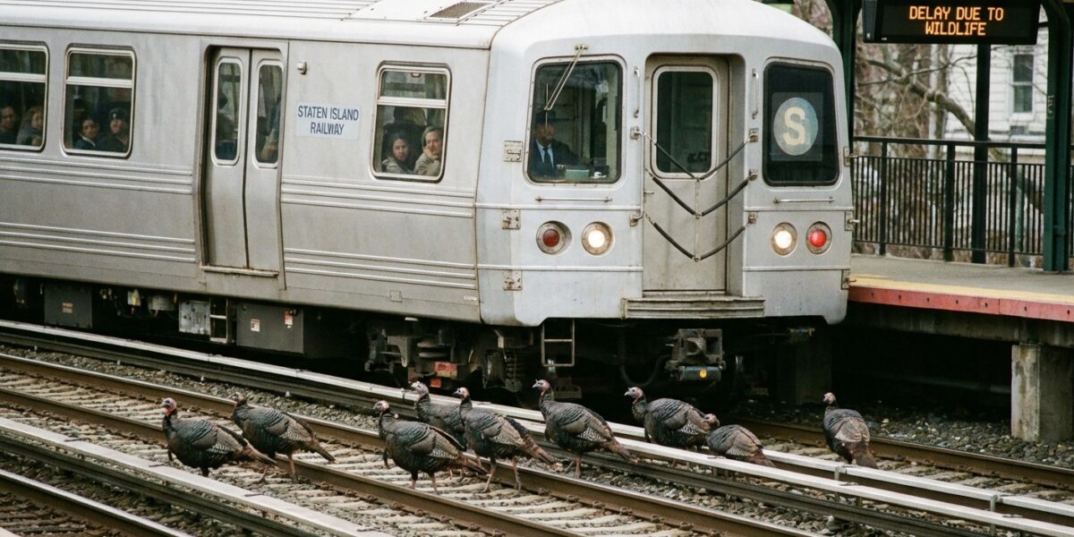 Image for: Wild Turkeys Shut Down Staten Island Rail Twice In Under Two Hours, Apparently Had Somewhere To Be