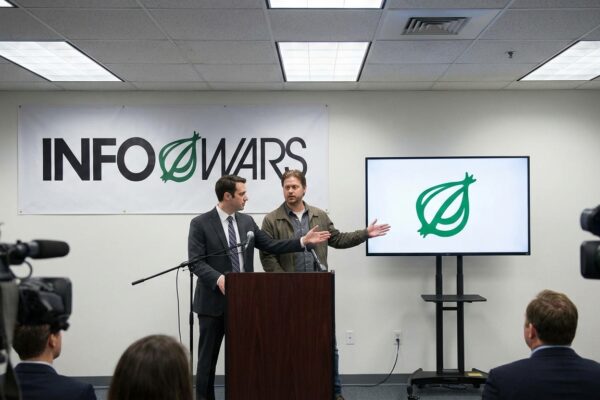 Image for: America's Finest News Source Has Acquired America's Worst News Source; The Onion Now Owns InfoWars; The 'O' Has Been Replaced; Tim Heidecker Is Creative Director; Profits Go To The Sandy Hook Families Alex Jones Owes $1.5 Billion; Jones Says He's Not Going Anywhere; The Onion's Fake CEO Called It 'Democratizing Psychological Torture'; Chad Has Confirmed Everything And The Everything Is A Lot