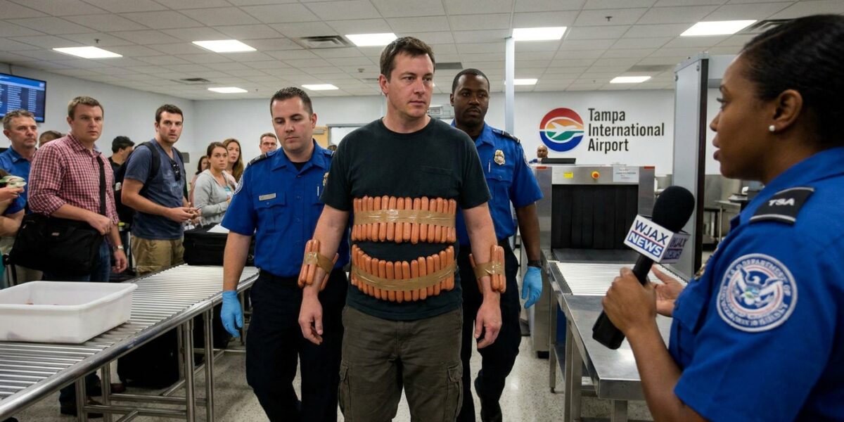 Image for: Florida Man Stopped At Airport With 47 Uncooked Hot Dogs Taped To His Body; Says He Was 'Just Being Efficient'; TSA Has Questions; The Hot Dogs Do Not Have Answers
