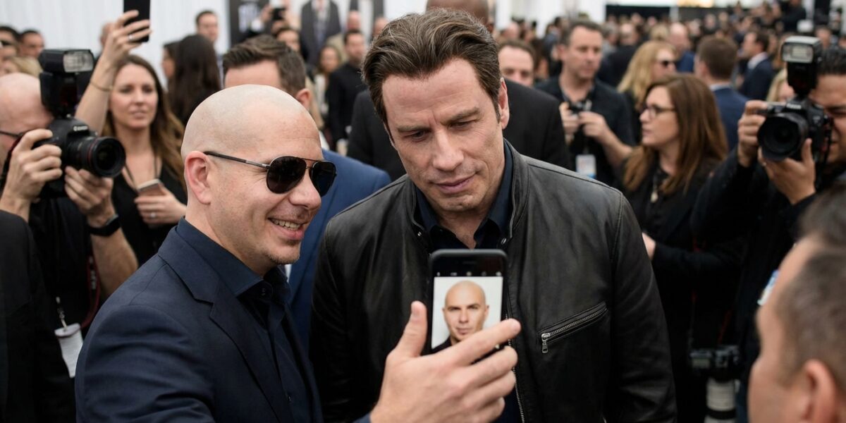 Image for: Pitbull Has Been Operating A Covert Baldness Recruitment Program Out Of Miami Since At Least 2018 And John Travolta Is Proof It Works