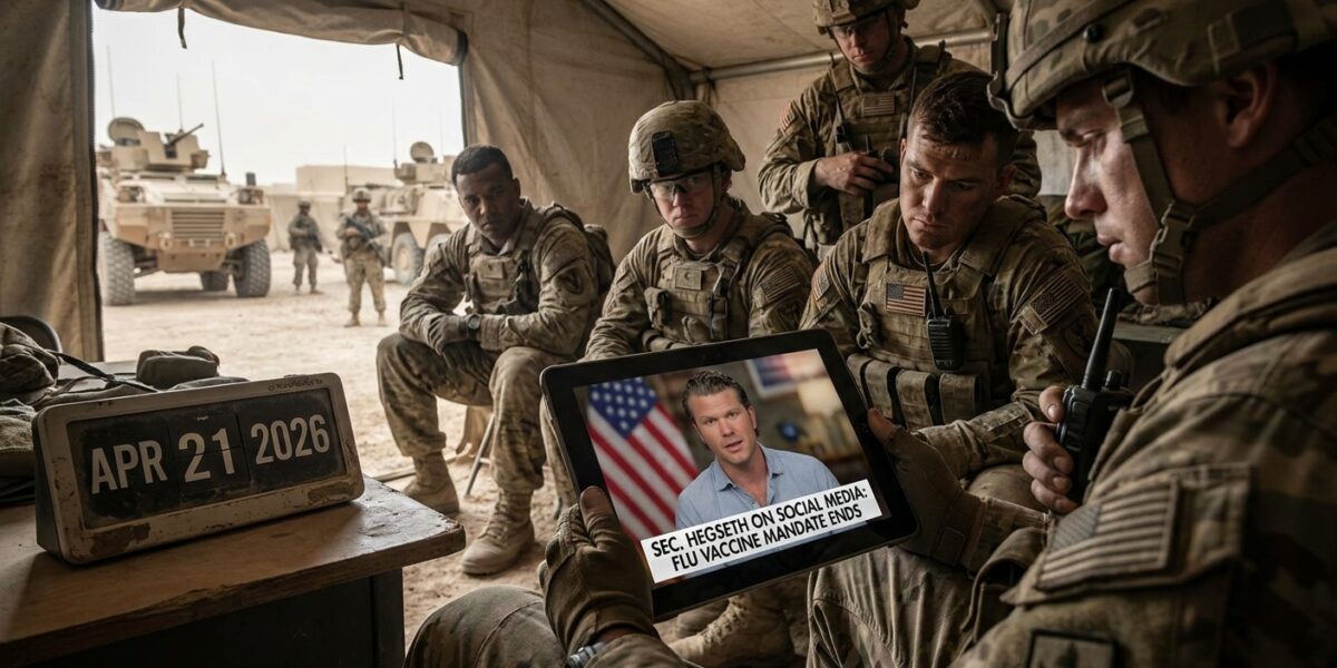 Image for: Secretary Of War Ends Flu Vaccine Mandate For Troops Currently At War; Policy Had Been In Place Since 1945, When It Was Implemented Because The 1918 Flu Killed 26,000 Soldiers; The Current Flu Season Has Killed 23,000 Americans; Hegseth Called The Mandate 'Not Rational'; The Troops Live In Close Quarters; Reginald Has The Timeline
