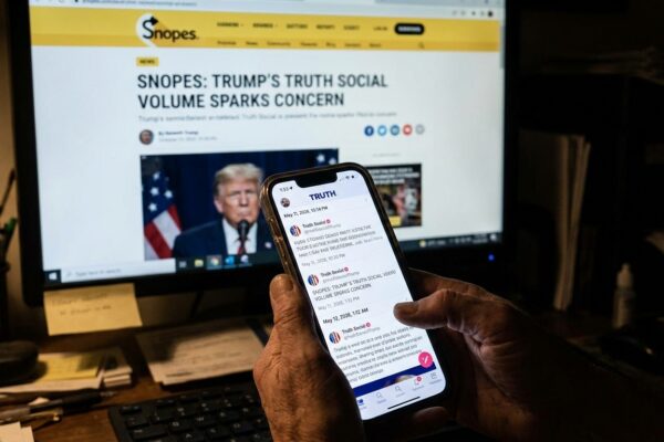 Image for: Snopes Now Maintains A Running Collection Of Fake Truth Social Posts Attributed To Donald Trump Because His Real Truth Social Posts Have Become Indistinguishable From The Fake Ones; The Collection Is Called 'Beware Of These 15 Fake Trump Truth Social Posts'; It Was Published On April 12, 2026; It Has Already Been Outpaced By Reality; Douglas Has Read All Fifteen; Douglas Has Notes