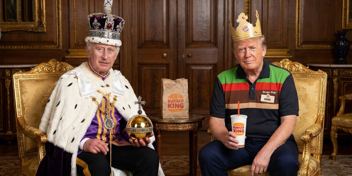 Image for: The Internet Has Produced A Photograph Of Two Kings Sitting Together And One Of Them Has A Scepter And The Other Has A Whopper; The Crown On The Left Is The Imperial State Crown; The Crown On The Right Is Cardboard; Both Kings Appear Comfortable; Millicent Has The Brand Analysis