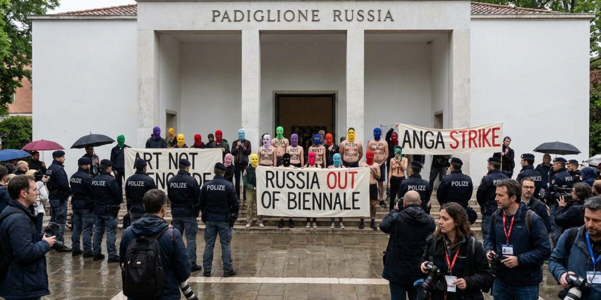 Image for: The Venice Biennale Opened On May 9 And By That Evening Pavilions Had Closed Because The Artists Were On Strike Over Israel's Participation; Pussy Riot And FEMEN Protested Outside Russia's Pavilion Because Russia Came Back After Skipping 2024; The Biennale Has Been Operating Since 1895; This Is Not Its First Political Crisis; Millicent Considers It The Most Coherent