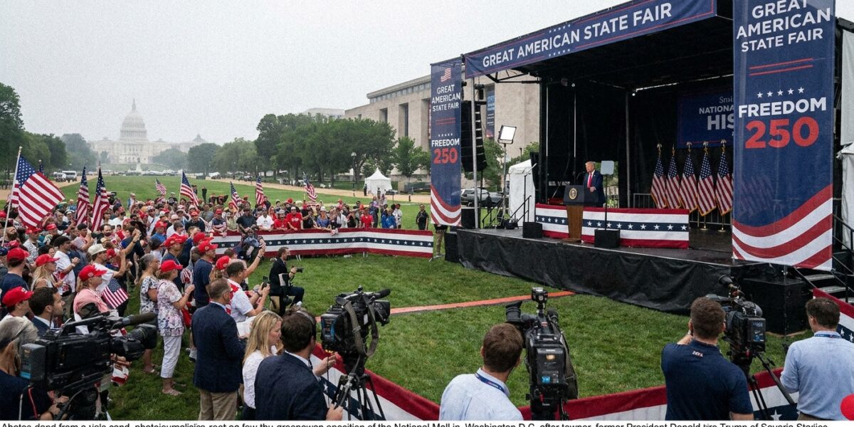 Image for: The Trump Administration Opened The Sixteen-Day Great American State Fair On The National Mall On June Twenty-Fourth With A Rally; The President Said America 'Was A Dead Country' That Is Now 'The Hottest Country Anywhere In The World'; The Following Day He Posted That At Least Forty-Five Thousand People Had Attended; The Washington Post Reported The Crowd 'Thinly Covered An Area About The Length Of The National Museum Of American History, Smaller Than Some Summer Outdoor Movie Screenings'; NBC News Counted More Than One Thousand; The New Republic Reported Dozens Left During The Speech; Deborah Has Built A Crowd-Count Matrix; The Two Numbers Do Not Reconcile
