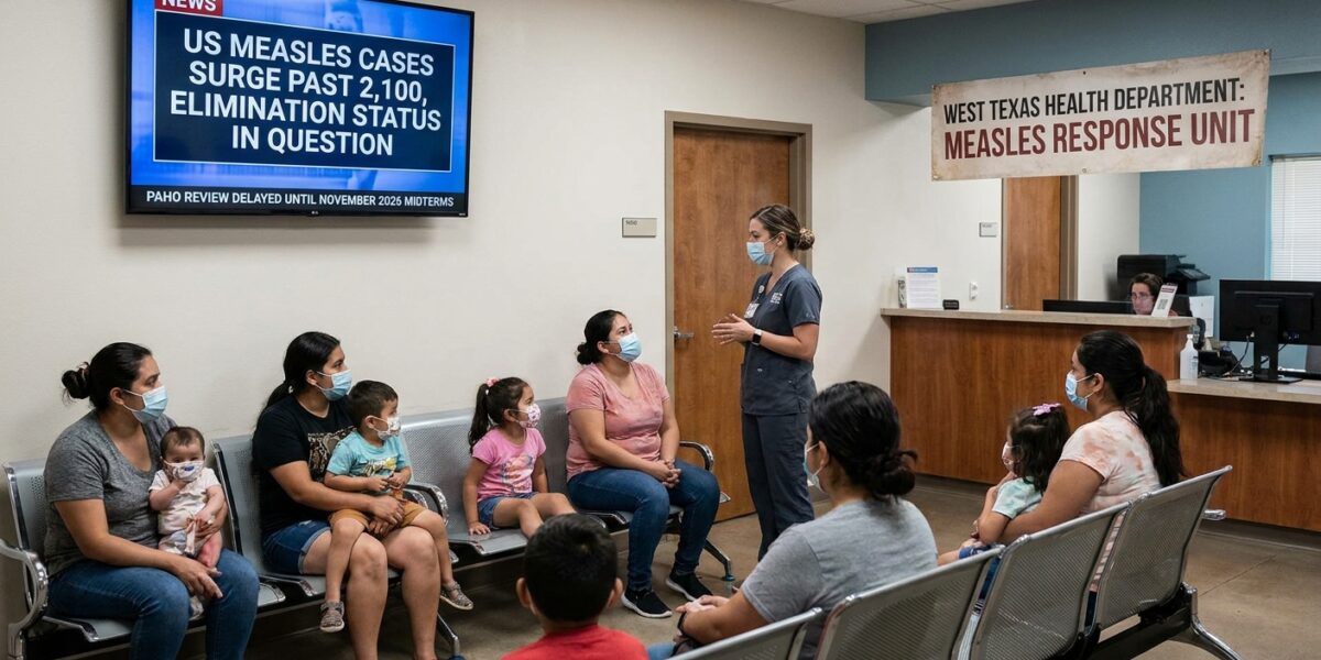 Image for: The United States Has Confirmed Over Two Thousand One Hundred Measles Cases In Forty-One Jurisdictions In 2026 Alone, With Thirty Outbreaks, On Pace To Exceed Last Year's Thirty-Four-Year Record; The Country Has Held 'Measles Elimination' Status Since The Year Two Thousand; That Status Is Under Review; The Review, Originally Set For April, Has Been Pushed To November, Which Is When The Midterm Elections Are; Public Messaging Says The Country 'May Lose' The Status; One Epidemiologist Wrote That If It Walks Like A Duck And Quacks Like A Duck, You Stop Debating Taxonomy; Yolanda Has Read The Definition; Yolanda Would Like To Discuss The Conditional Tense