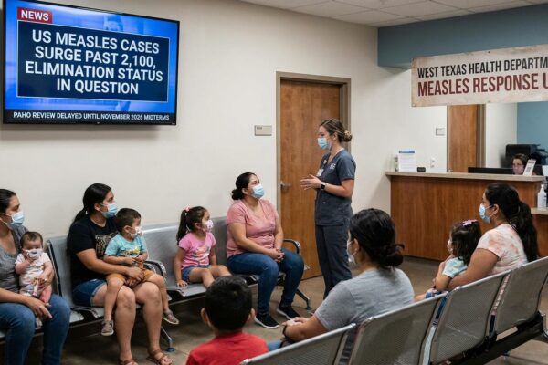 Image for: The United States Has Confirmed Over Two Thousand One Hundred Measles Cases In Forty-One Jurisdictions In 2026 Alone, With Thirty Outbreaks, On Pace To Exceed Last Year's Thirty-Four-Year Record; The Country Has Held 'Measles Elimination' Status Since The Year Two Thousand; That Status Is Under Review; The Review, Originally Set For April, Has Been Pushed To November, Which Is When The Midterm Elections Are; Public Messaging Says The Country 'May Lose' The Status; One Epidemiologist Wrote That If It Walks Like A Duck And Quacks Like A Duck, You Stop Debating Taxonomy; Yolanda Has Read The Definition; Yolanda Would Like To Discuss The Conditional Tense