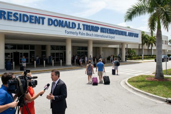 Image for: Palm Beach International Airport Was Officially Renamed President Donald J. Trump International Airport On July Ninth Under A Florida State Law; Eric Trump Landed The First Aircraft; The Airport's Three-Letter Code Will Change From PBI To DJT On August Eighteenth; An Internal United Airlines Memo Instructed Agents To Offer Objecting Customers Free Rebooking To Fort Lauderdale Or Miami; United Then Stated The Memo Was 'Poorly Worded And Not Accurate'; Brent Has Flown Through PBI Once, In 2011, And Remembers The Smoothie Being Expensive; Brent Is Therefore The Most Credentialed Aviation Correspondent This Publication Has; Brent Will Take It From Here