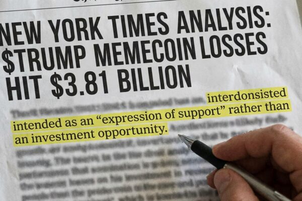 Image for: The $TRUMP Memecoin's Own Website Carried A Disclaimer Stating That The Tokens Were Intended As An 'Expression Of Support' Rather Than An Investment Opportunity; One Million People Have Now Expressed Three-Point-Eight-One Billion Dollars Of Support; Legal Experts Say The Disclaimer May Shield The Issuer; Millicent, Whose Beat Is The Attention Economy, Would Like To Nominate 'Expression Of Support' As The Most Important Four Words In Modern American Commerce, Because The Disclaimer Is Not A Loophole — The Disclaimer Is A Confession, And It Is Also, Millicent Will Argue, The Only Completely Honest Sentence In The Entire Enterprise